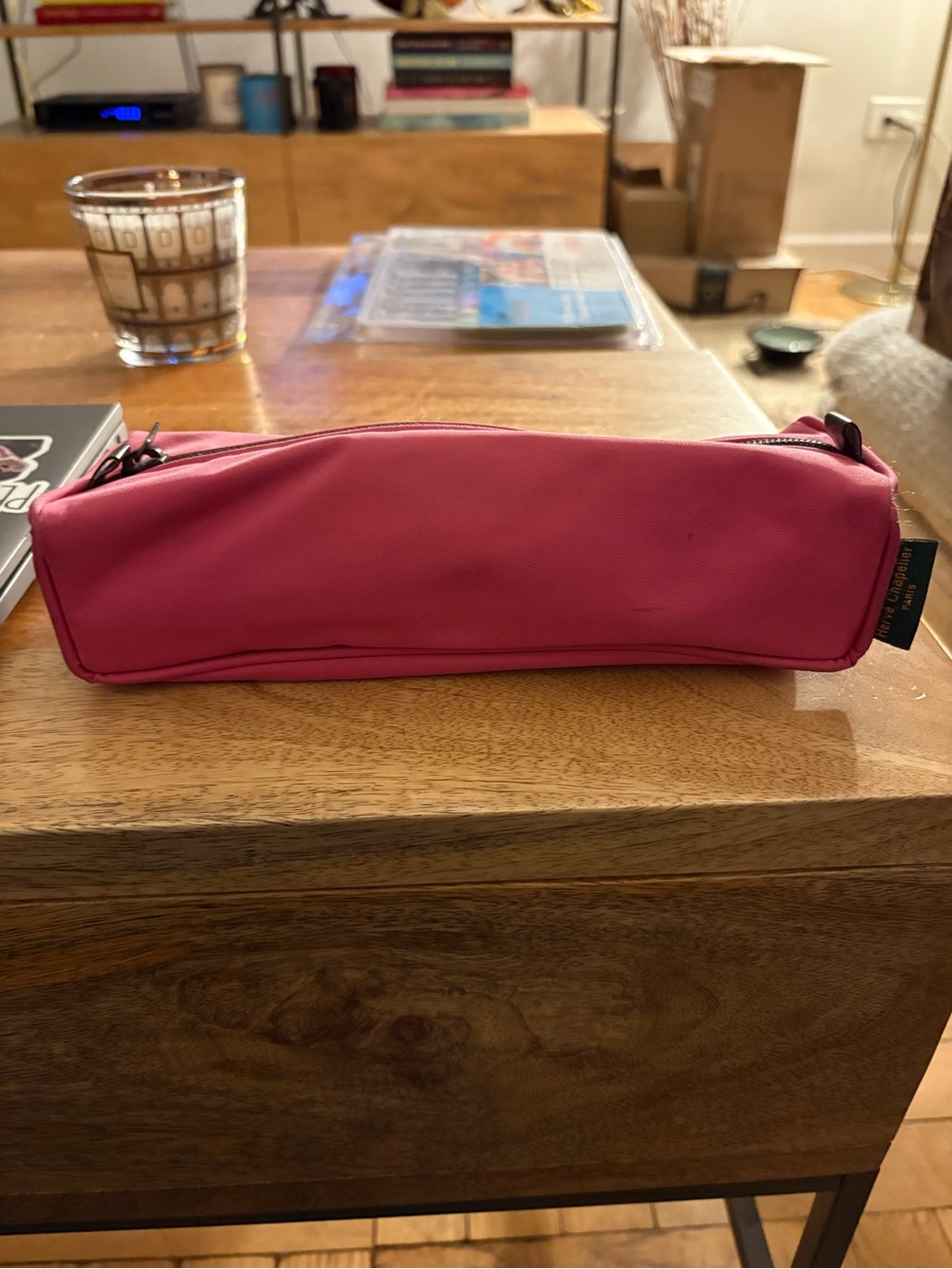 Pink Nylon Pencil Case Organizer - Compact Travel Pouch